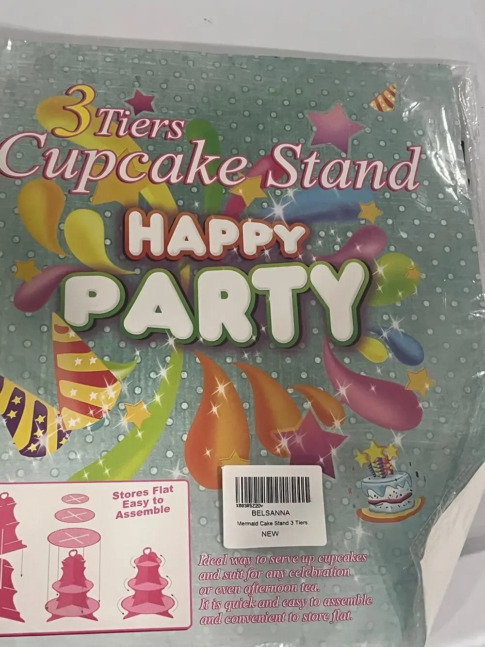 Mermaid 3 Tier Cupcake Stand Reusable Ocean Theme New